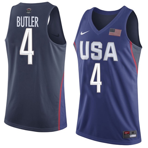 Men's Nike Team USA #4 Jimmy Butler Authentic Navy Blue 2016 Olympics Basketball Jersey
