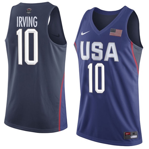 Men's Nike Team USA #10 Kyrie Irving Authentic Navy Blue 2016 Olympics Basketball Jersey