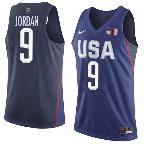 Men's Nike Team USA #9 Michael Jordan Authentic Navy Blue 2016 Olympics Basketball Jersey