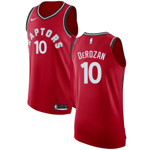 Men's Nike Toronto Raptors #10 DeMar DeRozan Authentic Red Road NBA Jersey - Icon Edition
