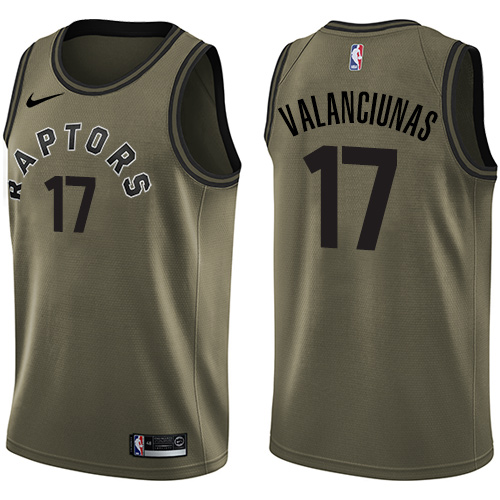 Men's Nike Toronto Raptors #17 Jonas Valanciunas Swingman Green Salute to Service NBA Jersey