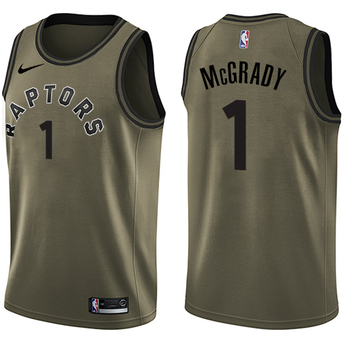 Youth Nike Toronto Raptors #1 Tracy Mcgrady Swingman Green Salute to Service NBA Jersey