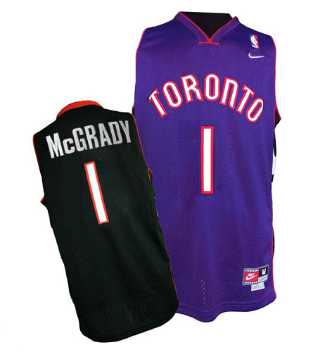 Men's Nike Toronto Raptors #1 Tracy Mcgrady Swingman Black/Purple Throwback NBA Jersey