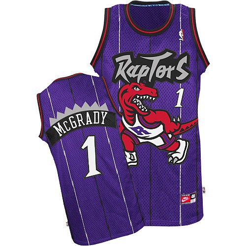 Men's Nike Toronto Raptors #1 Tracy Mcgrady Authentic Purple Throwback NBA Jersey