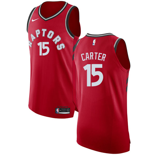 Men's Nike Toronto Raptors #15 Vince Carter Authentic Red Road NBA Jersey - Icon Edition