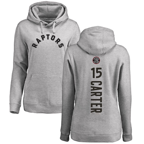 NBA Women's Nike Toronto Raptors #15 Vince Carter Ash Backer Pullover Hoodie