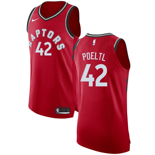 Men's Nike Toronto Raptors #42 Jakob Poeltl Authentic Red Road NBA Jersey - Icon Edition