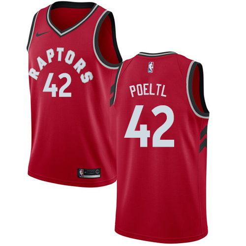 Men's Nike Toronto Raptors #42 Jakob Poeltl Swingman Red Road NBA Jersey - Icon Edition