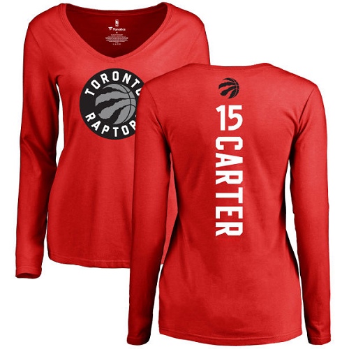NBA Women's Nike Toronto Raptors #15 Vince Carter Red Backer Long Sleeve T-Shirt