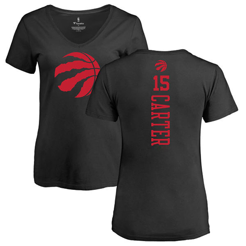 NBA Women's Nike Toronto Raptors #15 Vince Carter Black One Color Backer Slim-Fit V-Neck T-Shirt
