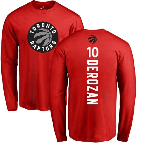 NBA Nike Toronto Raptors #10 DeMar DeRozan Red Backer Long Sleeve T-Shirt