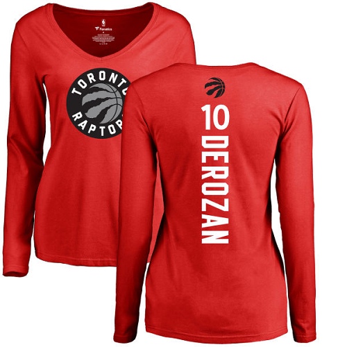 NBA Women's Nike Toronto Raptors #10 DeMar DeRozan Red Backer Long Sleeve T-Shirt
