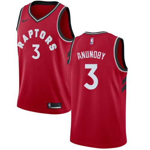 Men's Nike Toronto Raptors #3 OG Anunoby Swingman Red Road NBA Jersey - Icon Edition