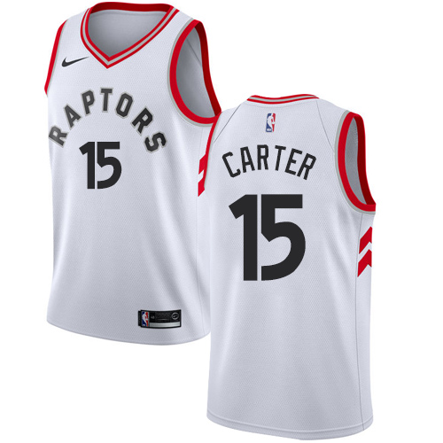 Youth Adidas Toronto Raptors #15 Vince Carter Authentic White Home NBA Jersey