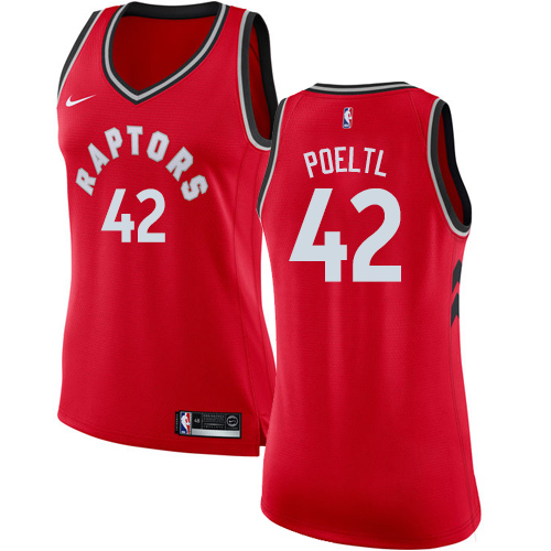 Women's Nike Toronto Raptors #42 Jakob Poeltl Authentic Red Road NBA Jersey - Icon Edition