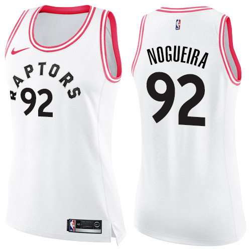Women's Nike Toronto Raptors #92 Lucas Nogueira Swingman White/Pink Fashion NBA Jersey