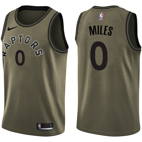 Men's Nike Toronto Raptors #0 C.J. Miles Swingman Green Salute to Service NBA Jersey