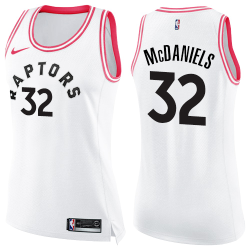 Women's Nike Toronto Raptors #32 KJ McDaniels Swingman White/Pink Fashion NBA Jersey