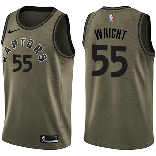 Men's Nike Toronto Raptors #55 Delon Wright Swingman Green Salute to Service NBA Jersey