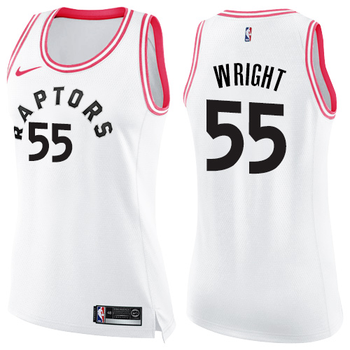 Women's Nike Toronto Raptors #55 Delon Wright Swingman White/Pink Fashion NBA Jersey