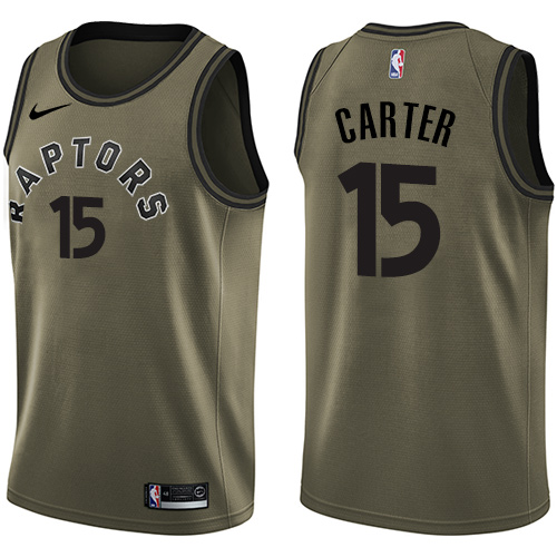 Youth Nike Toronto Raptors #15 Vince Carter Swingman Green Salute to Service NBA Jersey