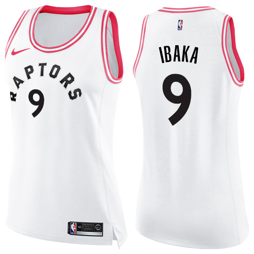 Women's Nike Toronto Raptors #9 Serge Ibaka Swingman White/Pink Fashion NBA Jersey