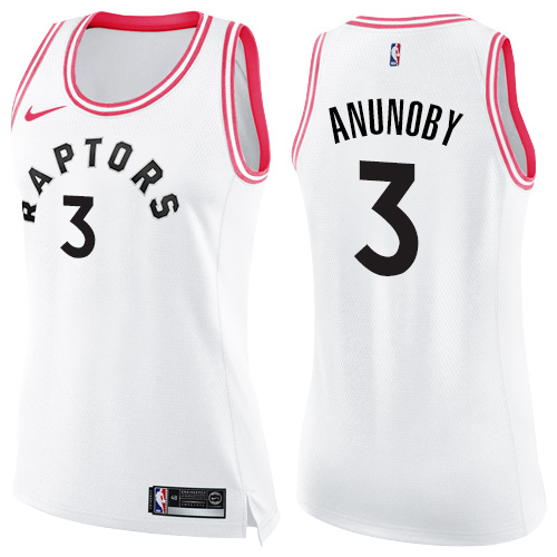 Women's Nike Toronto Raptors #3 OG Anunoby Swingman White/Pink Fashion NBA Jersey