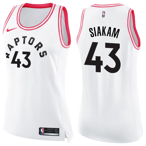 Women's Nike Toronto Raptors #43 Pascal Siakam Swingman White/Pink Fashion NBA Jersey