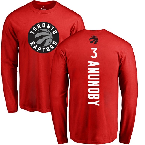 NBA Nike Toronto Raptors #3 OG Anunoby Red Backer Long Sleeve T-Shirt