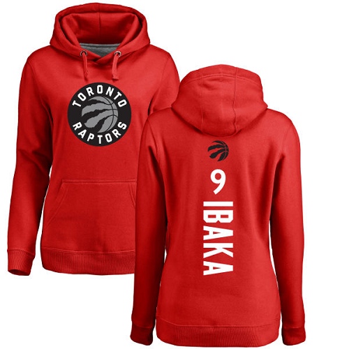 NBA Women's Nike Toronto Raptors #9 Serge Ibaka Red Backer Pullover Hoodie