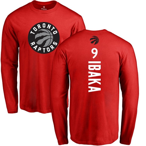 NBA Nike Toronto Raptors #9 Serge Ibaka Red Backer Long Sleeve T-Shirt