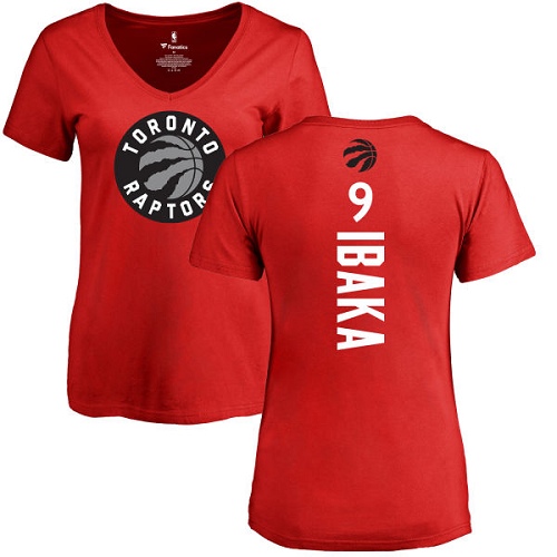 NBA Women's Nike Toronto Raptors #9 Serge Ibaka Red Backer T-Shirt