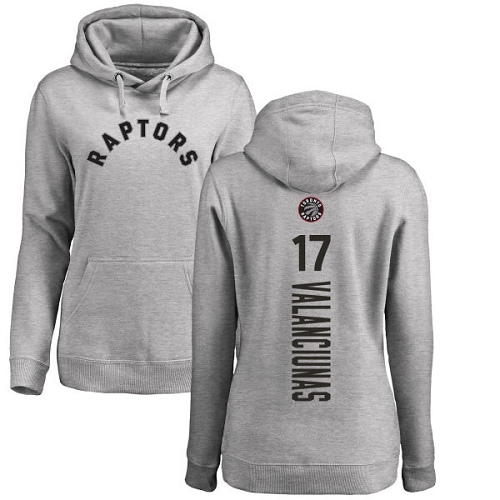 NBA Women's Nike Toronto Raptors #17 Jonas Valanciunas Ash Backer Pullover Hoodie