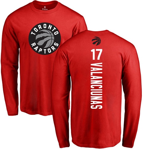 NBA Nike Toronto Raptors #17 Jonas Valanciunas Red Backer Long Sleeve T-Shirt
