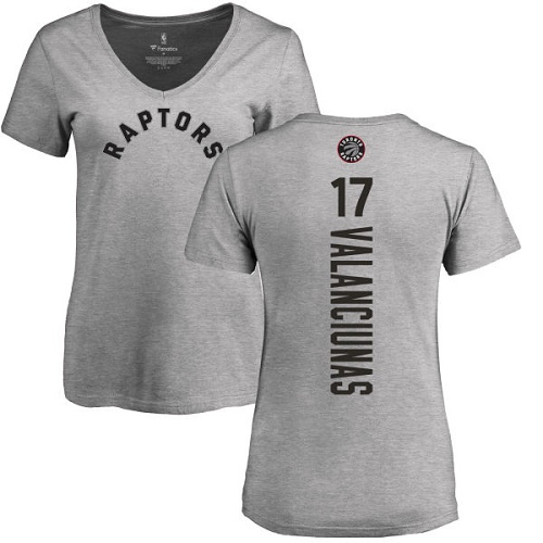 NBA Women's Nike Toronto Raptors #17 Jonas Valanciunas Ash Backer T-Shirt
