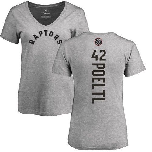 NBA Women's Nike Toronto Raptors #42 Jakob Poeltl Ash Backer T-Shirt