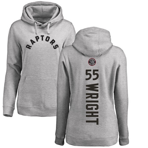 NBA Women's Nike Toronto Raptors #55 Delon Wright Ash Backer Pullover Hoodie