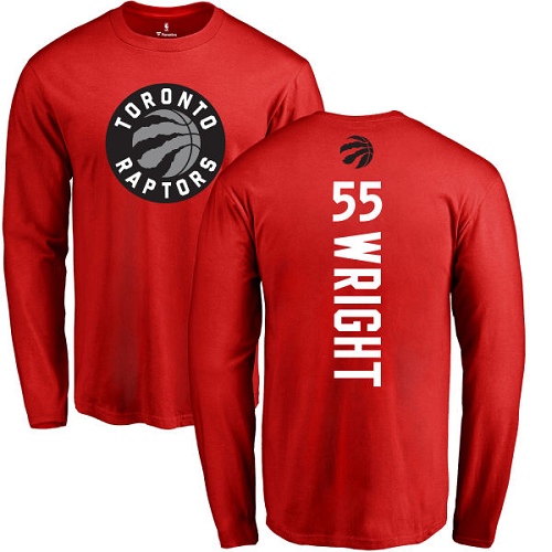 NBA Nike Toronto Raptors #55 Delon Wright Red Backer Long Sleeve T-Shirt