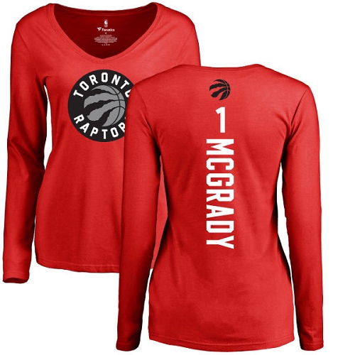 NBA Women's Nike Toronto Raptors #1 Tracy Mcgrady Red Backer Long Sleeve T-Shirt