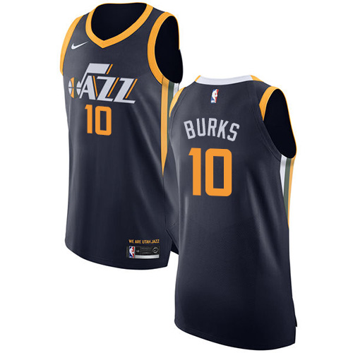 Men's Nike Utah Jazz #10 Alec Burks Authentic Navy Blue Road NBA Jersey - Icon Edition