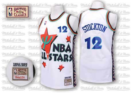 Men's Adidas Utah Jazz #12 John Stockton Swingman White 1995 All Star Throwback NBA Jersey