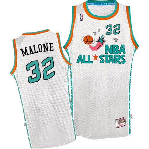 Men's Mitchell and Ness Utah Jazz #32 Karl Malone Authentic White 1996 All Star Throwback NBA Jersey