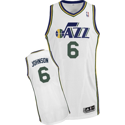 Men's Adidas Utah Jazz #6 Joe Johnson Authentic White Home NBA Jersey