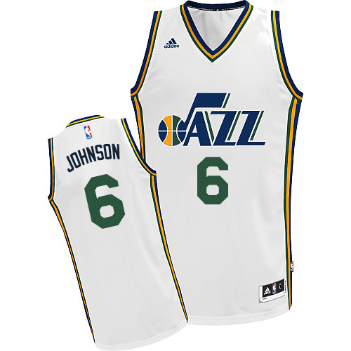 Men's Adidas Utah Jazz #6 Joe Johnson Swingman White Home NBA Jersey