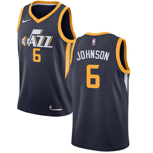 Men's Nike Utah Jazz #6 Joe Johnson Swingman Navy Blue Road NBA Jersey - Icon Edition