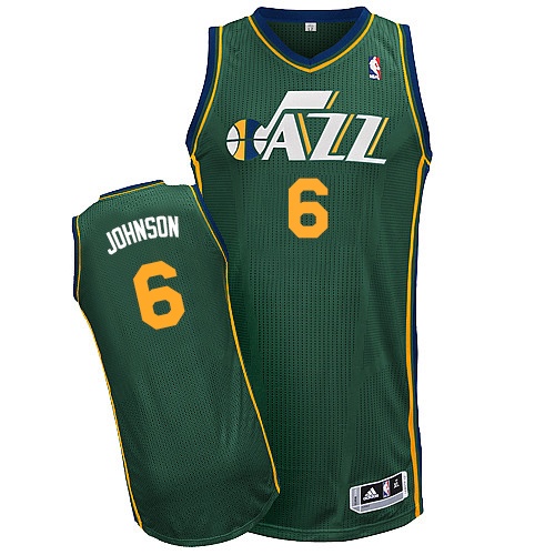 Men's Adidas Utah Jazz #6 Joe Johnson Authentic Green Alternate NBA Jersey