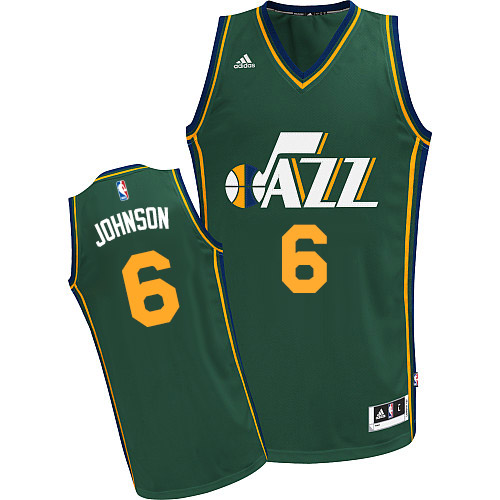 Men's Adidas Utah Jazz #6 Joe Johnson Swingman Green Alternate NBA Jersey