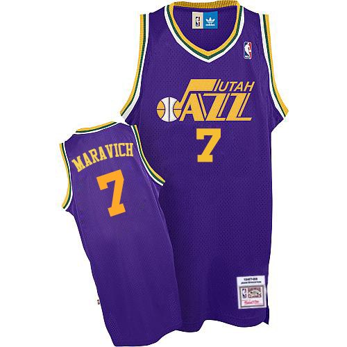 Men's Adidas Utah Jazz #7 Pete Maravich Swingman Purple Throwback NBA Jersey