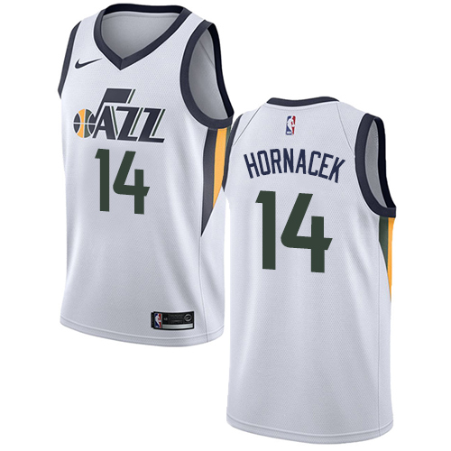 Men's Adidas Utah Jazz #14 Jeff Hornacek Authentic White Home NBA Jersey