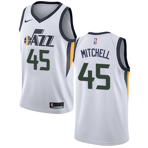 Men's Adidas Utah Jazz #45 Donovan Mitchell Swingman White Home NBA Jersey